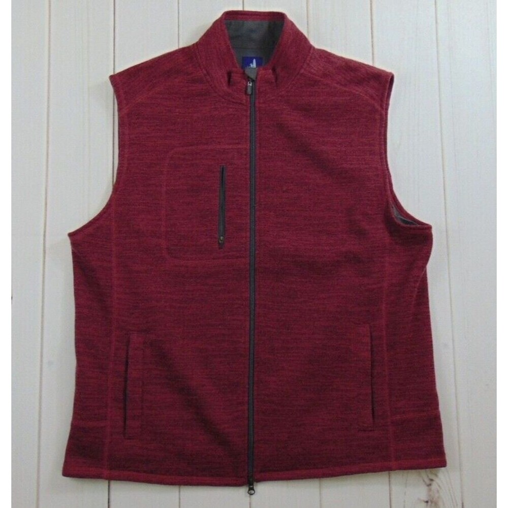 Johnnie-O Mens Tahoe Vest Fleece Full Zip Sleeveless Rosewood Lined Golf XL